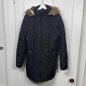 Esprit women’s quilted puffer winter jacket 3/4 length coat size large
